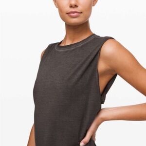 ✔️SOLD Lululemon Muscle Tank Top 10 M Washed Black Brown Brunswick